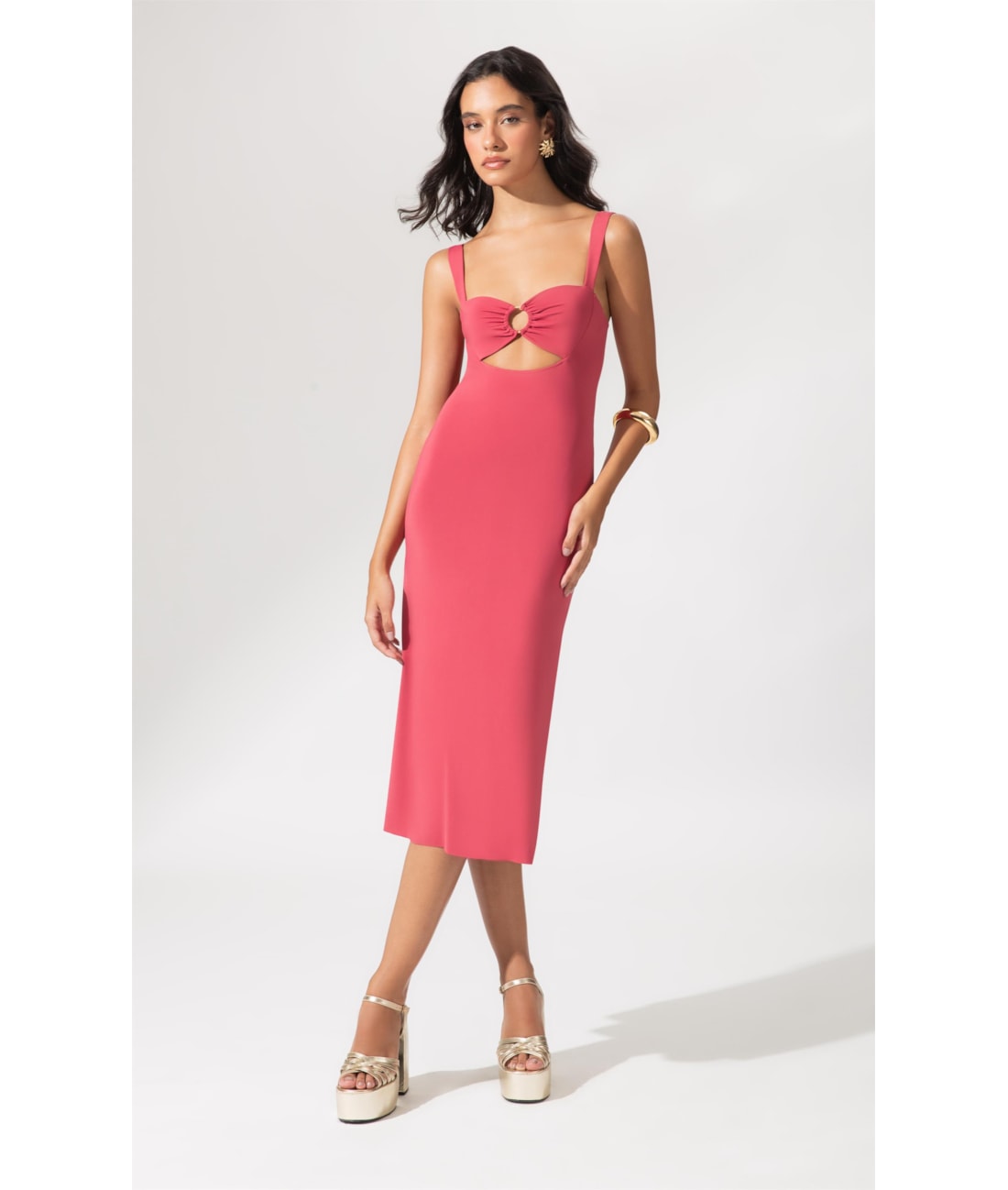 Vestido Midi Argola Jersey Melancia