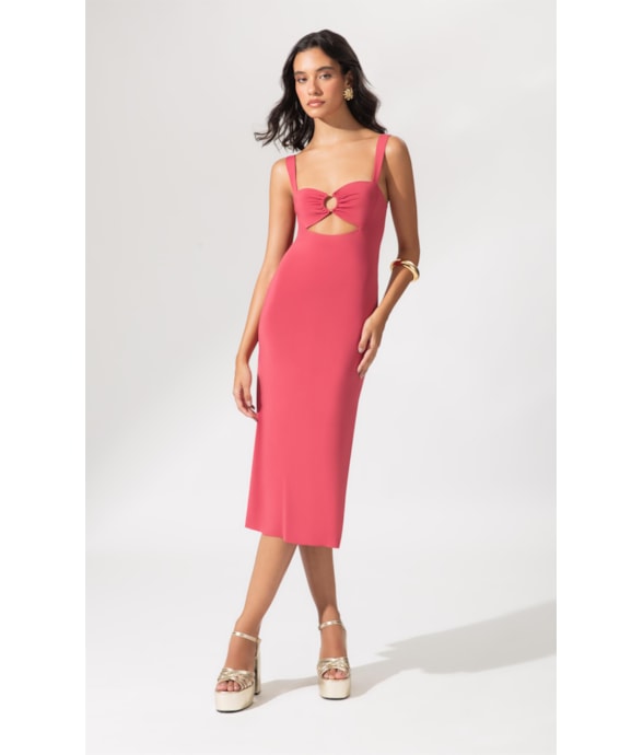 Vestido Midi Argola Jersey Melancia