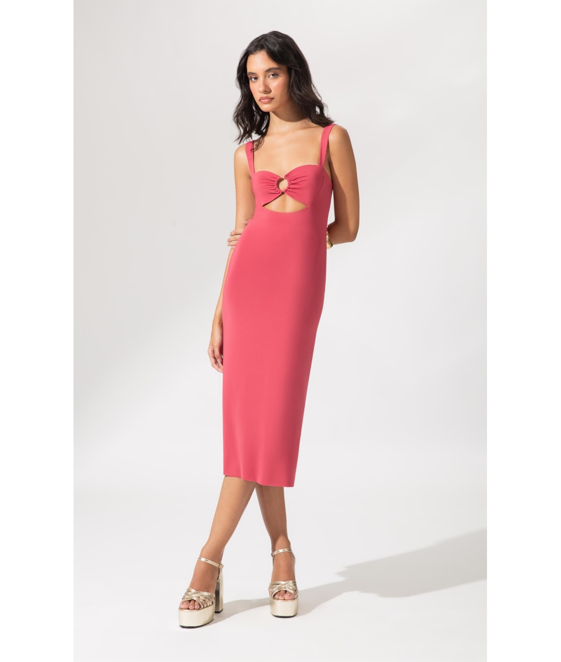 Vestido Midi Argola Jersey Melancia