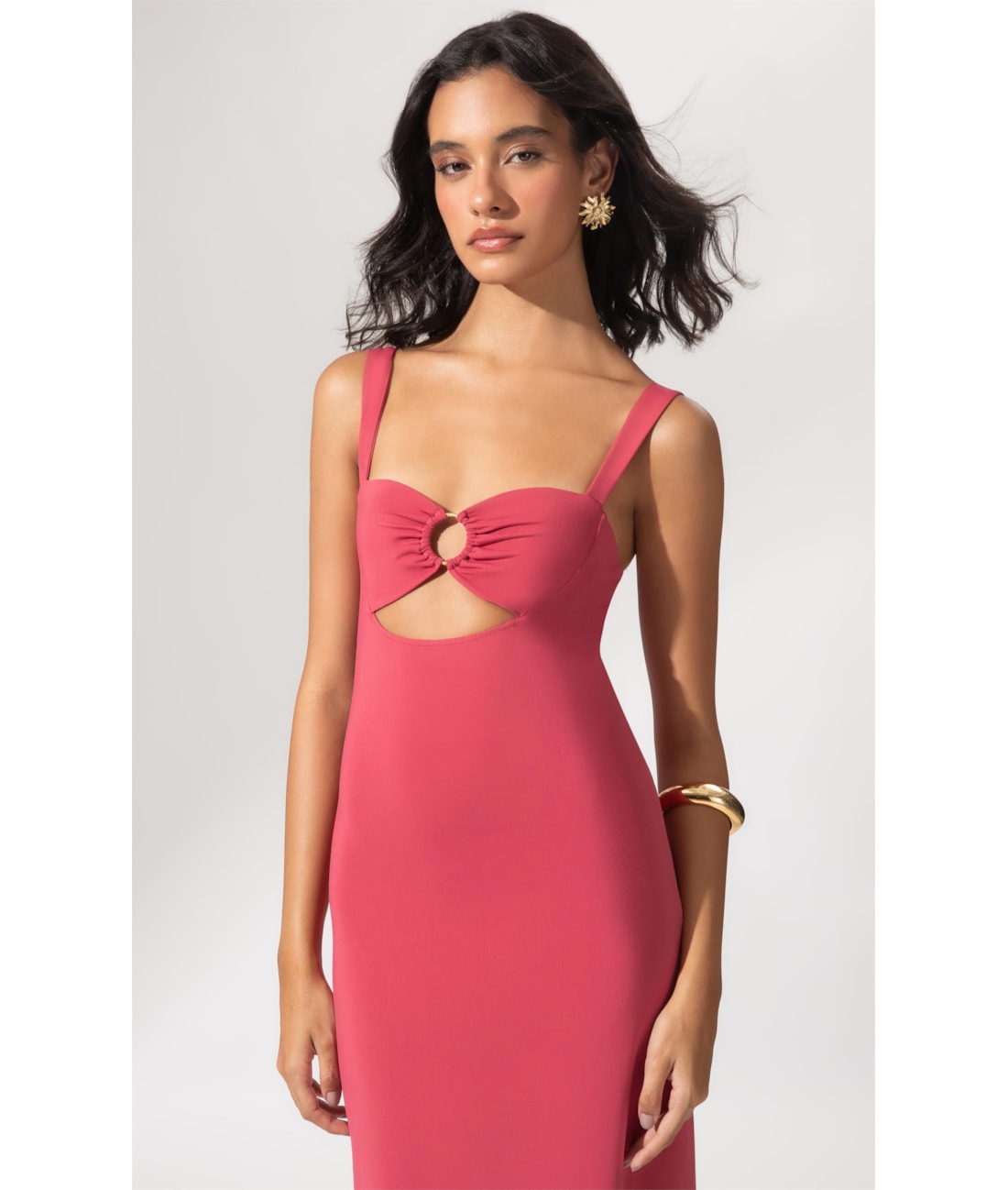 Vestido Midi Argola Jersey Melancia