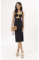 Vestido Midi Argola Jersey Preto