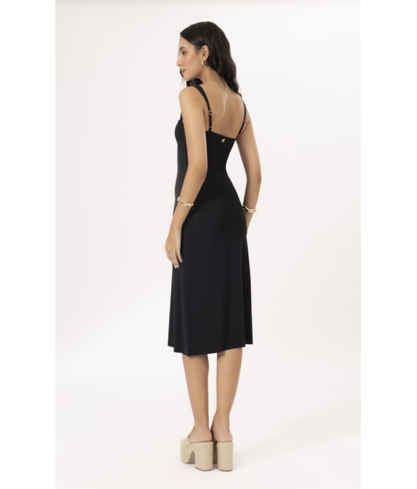 Vestido Midi Argola Jersey Preto