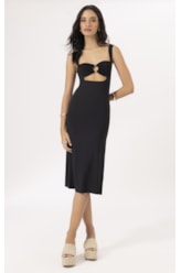 Vestido Midi Argola Jersey Preto