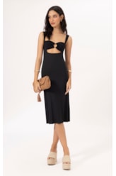 Vestido Midi Argola Jersey Preto