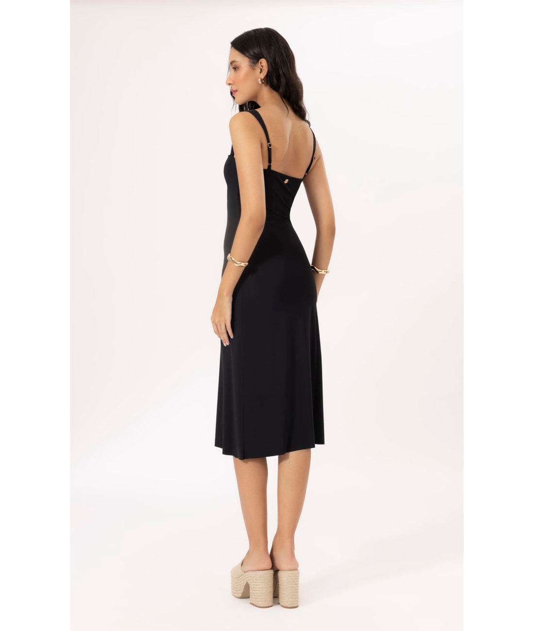 Vestido Midi Argola Jersey Preto