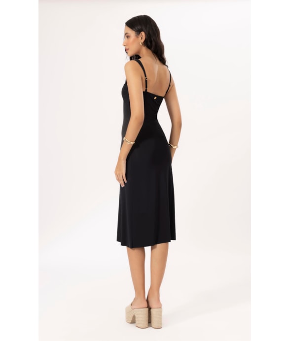 Vestido Midi Argola Jersey Preto