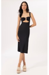 Vestido Midi Argola Jersey Preto