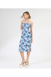 Vestido Midi Blossom Azul Bic