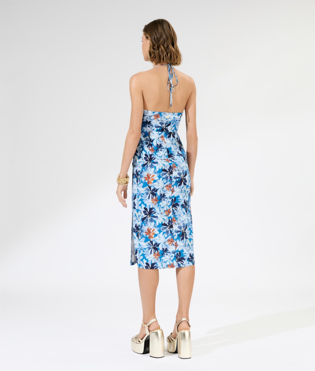 Vestido Midi Blossom Azul Bic