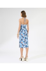 Vestido Midi Blossom Azul Bic