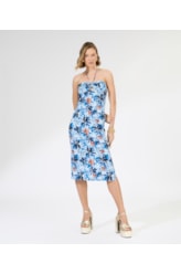 Vestido Midi Blossom Azul Bic