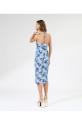 Vestido Midi Blossom Azul Bic