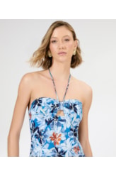 Vestido Midi Blossom Azul Bic