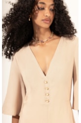 Vestido Midi Buttons Cambraia Light Areia