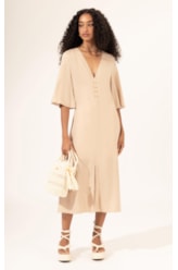 Vestido Midi Buttons Cambraia Light Areia
