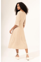 Vestido Midi Buttons Cambraia Light Areia