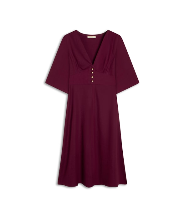Vestido Midi Buttons Cambraia Light Vinho