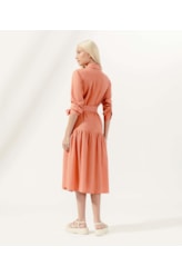 Vestido Midi Corais Cambraia Laranja