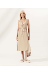 Vestido Midi Cordão Visco Linen Husk