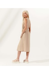 Vestido Midi Cordão Visco Linen Husk