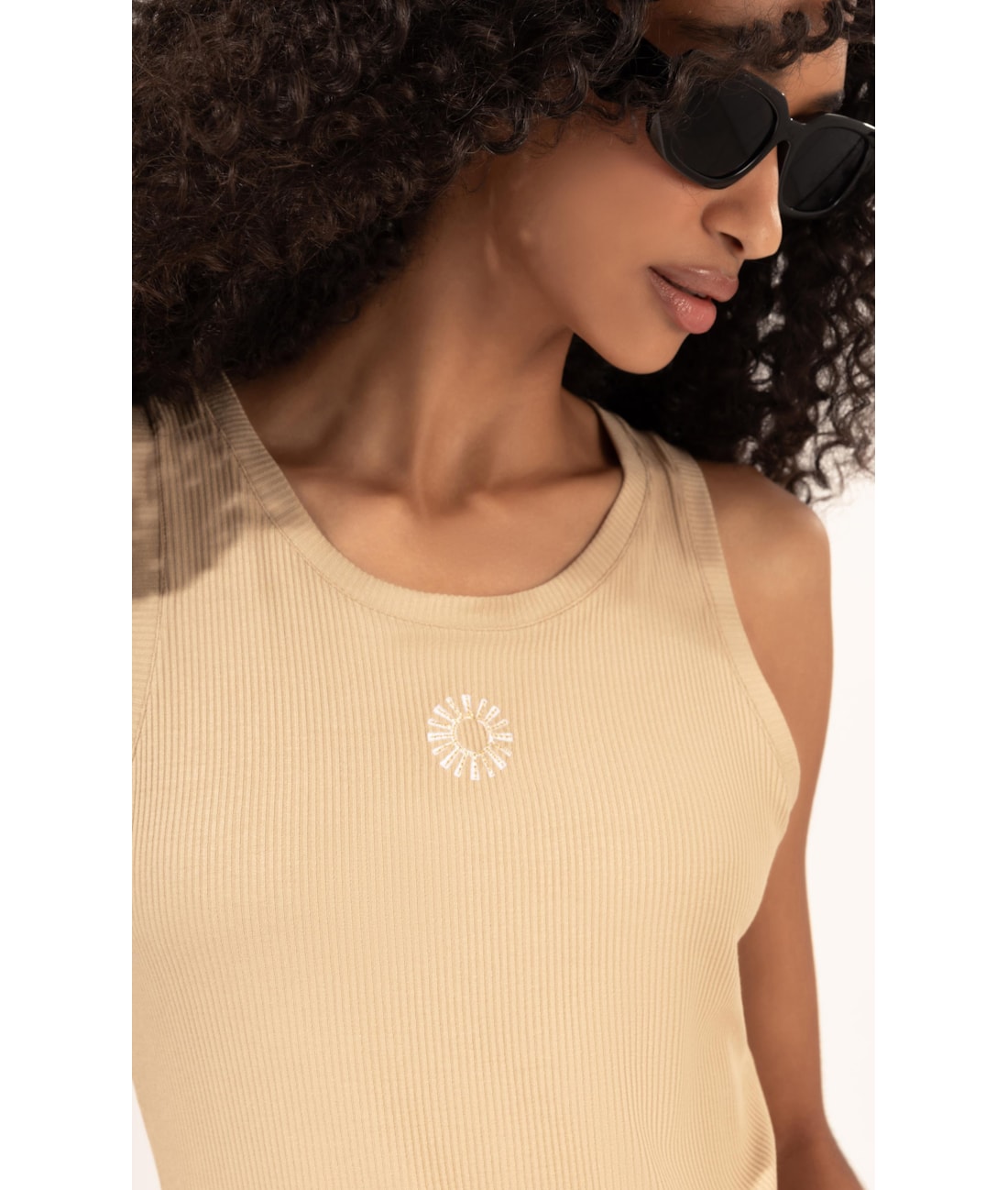 Vestido Midi de Rib Sun  Areia