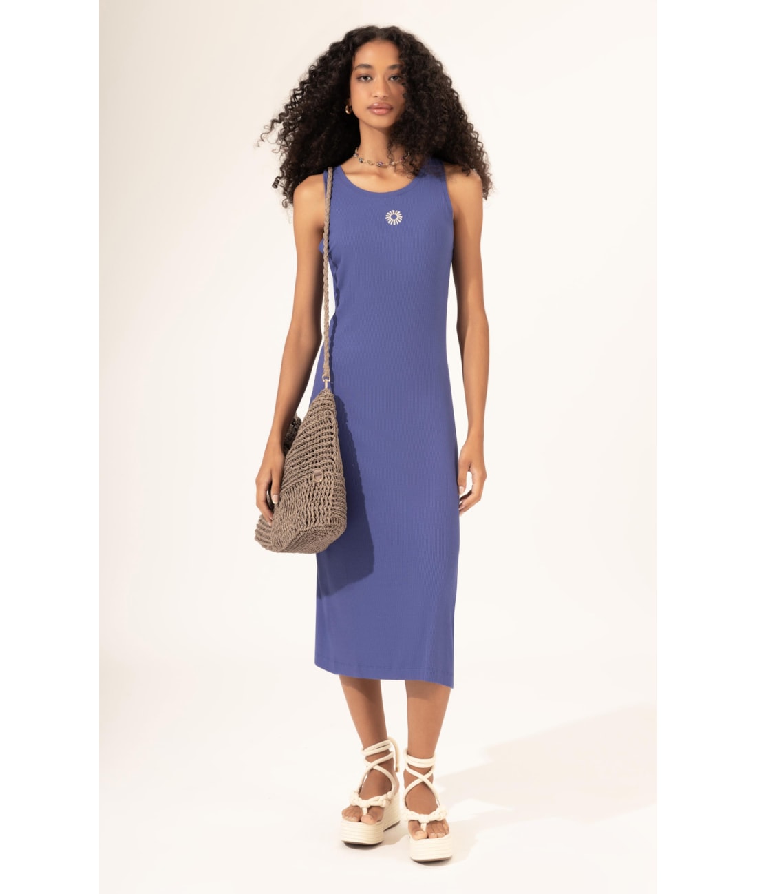 Vestido Midi de Rib Sun Old Purple