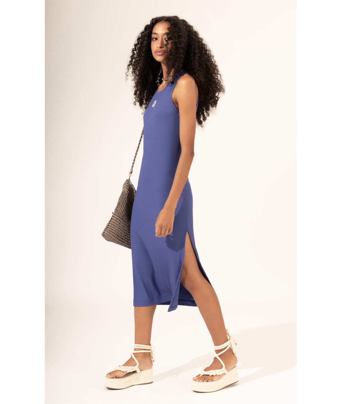 Vestido Midi de Rib Sun Old Purple