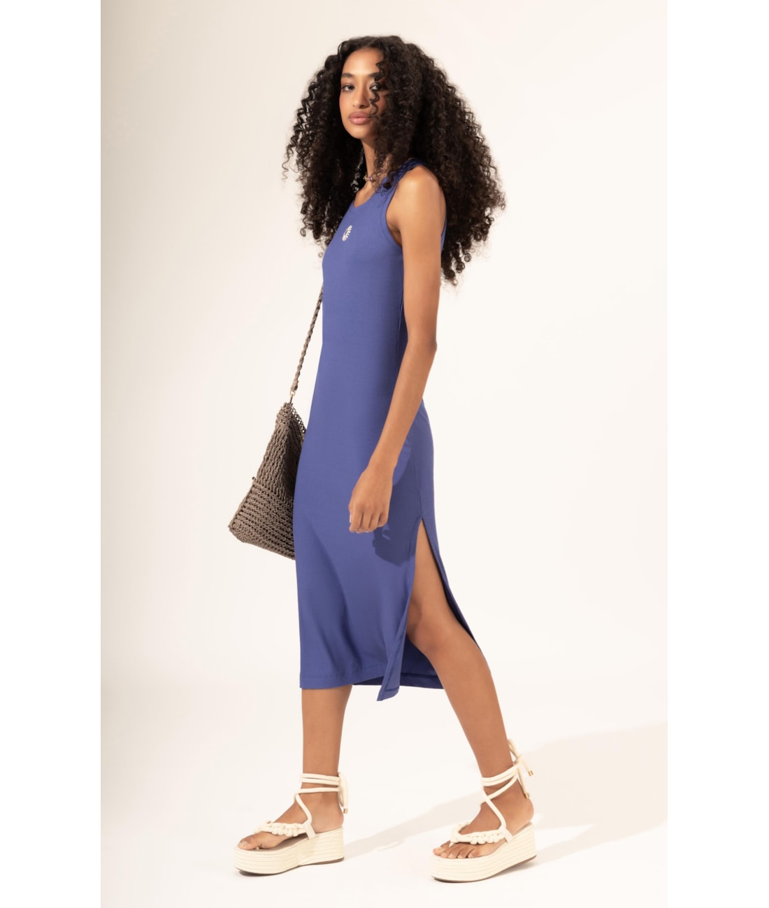 Vestido Midi de Rib Sun Old Purple