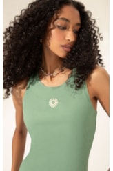 Vestido Midi de Rib Sun Verde Oliva