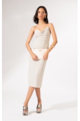 Vestido Midi Degage Eos Off White