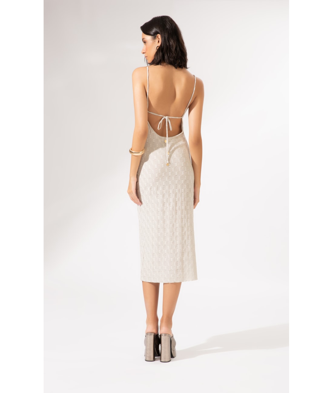 Vestido Midi Degage Eos Off White