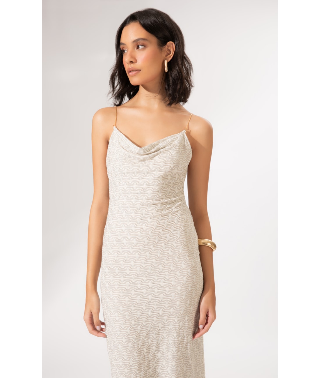 Vestido Midi Degage Eos Off White