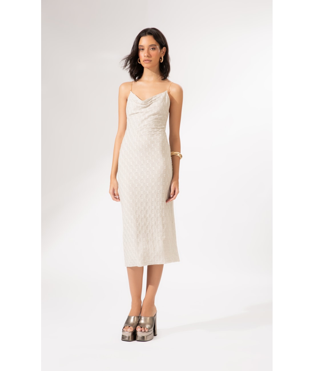 Vestido Midi Degage Eos Off White