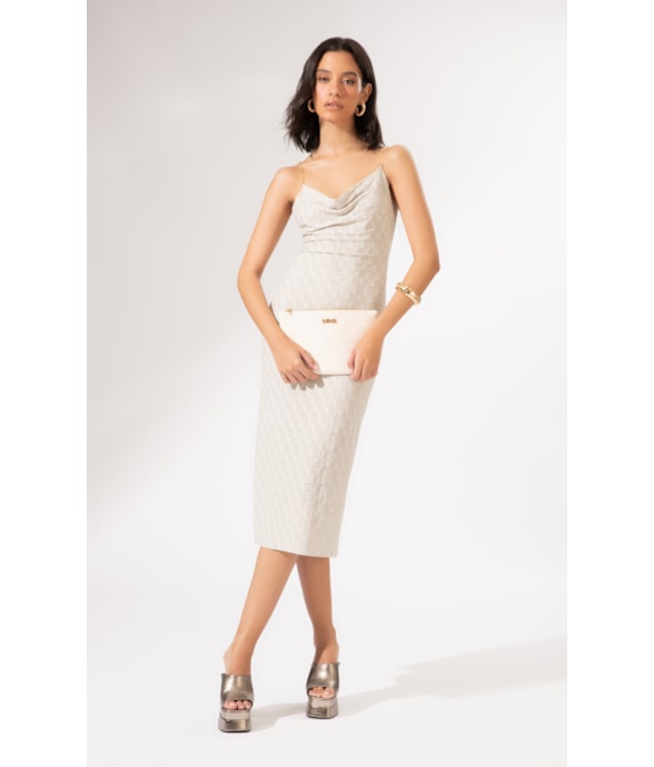 Vestido Midi Degage Eos Off White