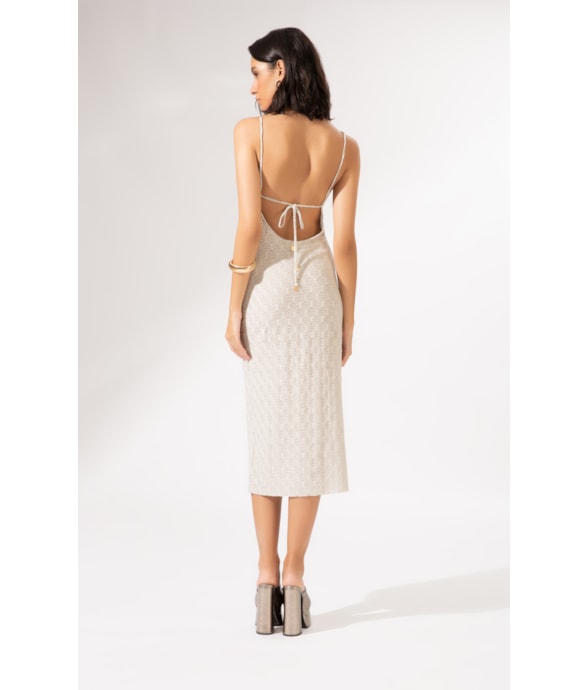 Vestido Midi Degage Eos Off White