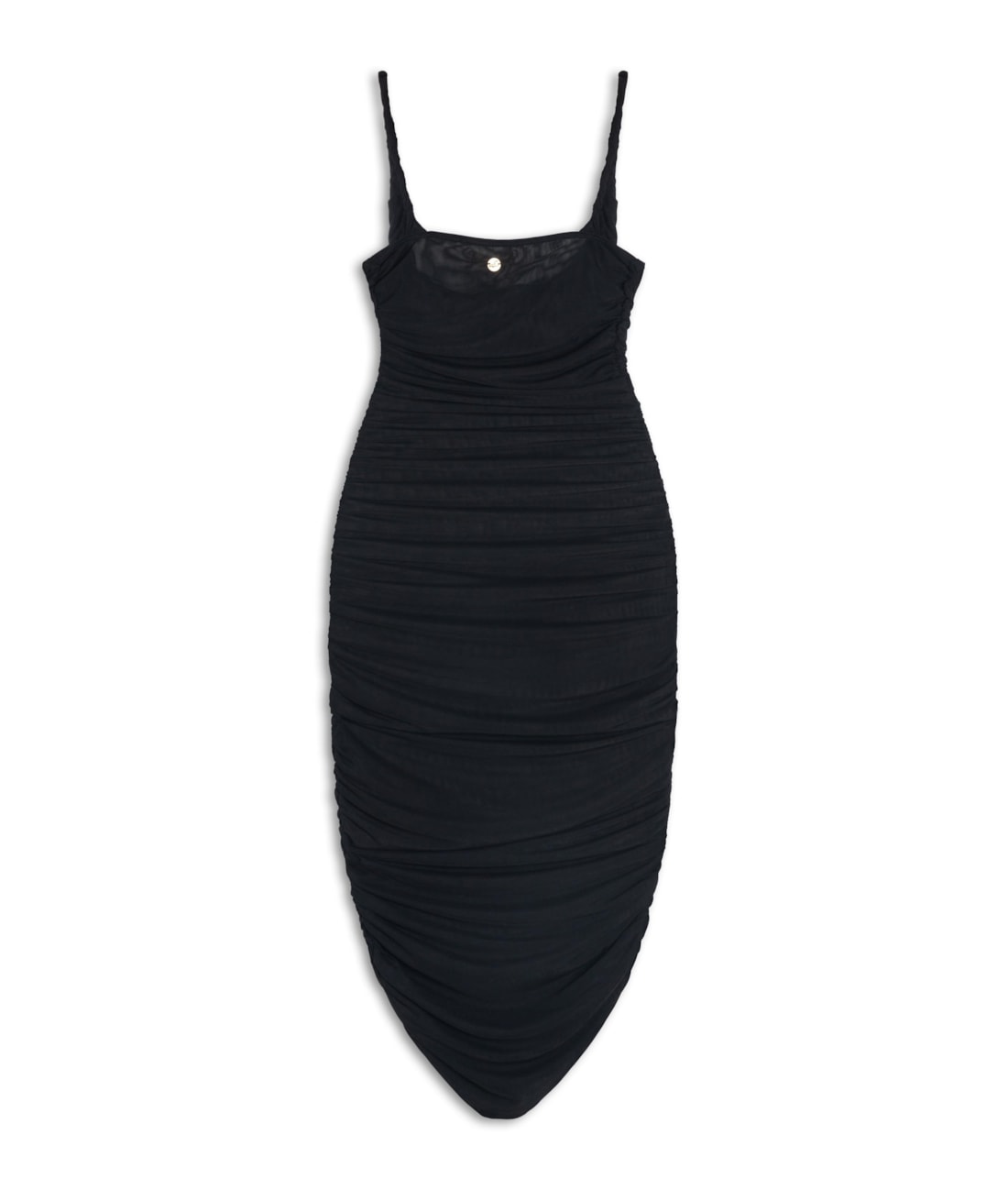 Vestido Midi Degage Tule Liso Preto