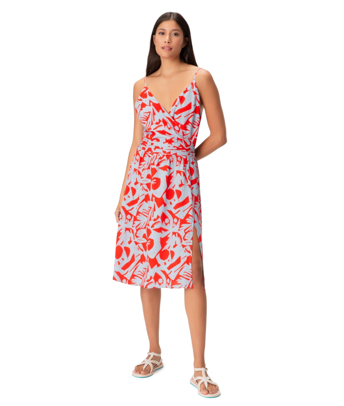 Vestido Midi Fenda Corcovado Azul Claro