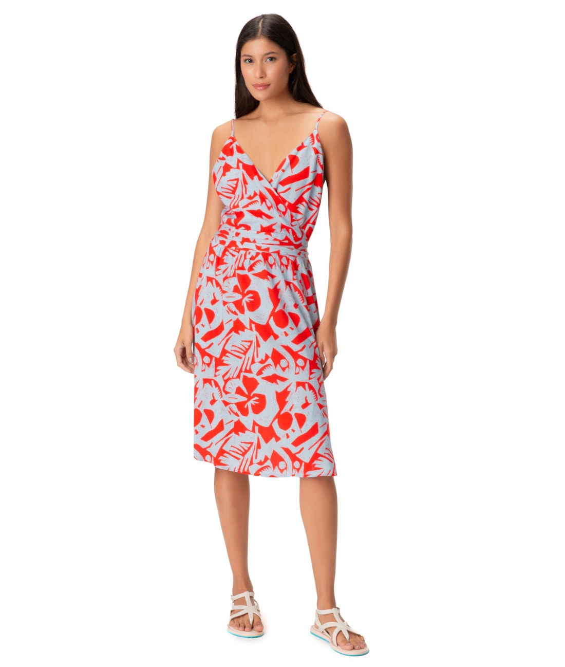 Vestido Midi Fenda Corcovado Azul Claro