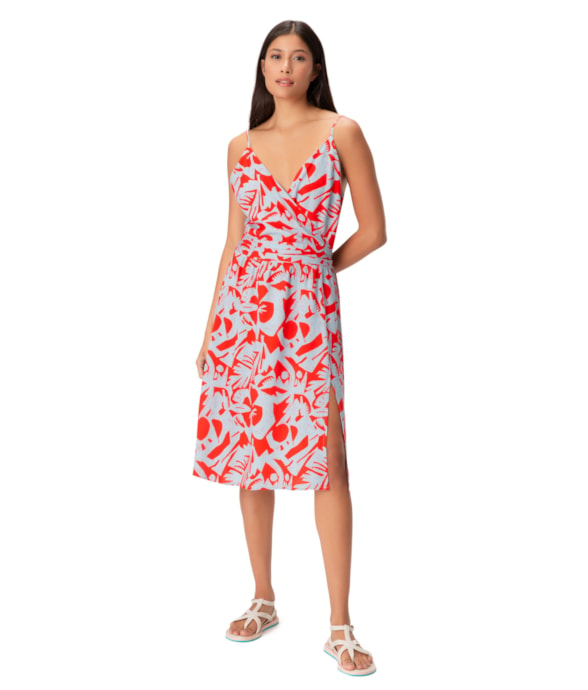 Vestido Midi Fenda Corcovado Azul Claro