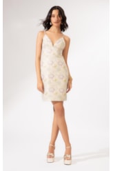 Vestido Midi Jacquard Floral Off White