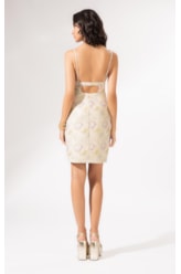 Vestido Midi Jacquard Floral Off White