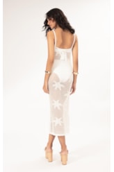 Vestido Midi Jacquard Floral Off White