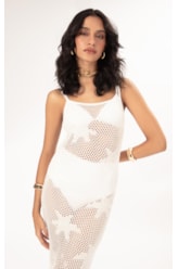 Vestido Midi Jacquard Floral Off White