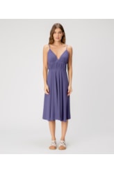Vestido Midi Linen Blend Azul Bic