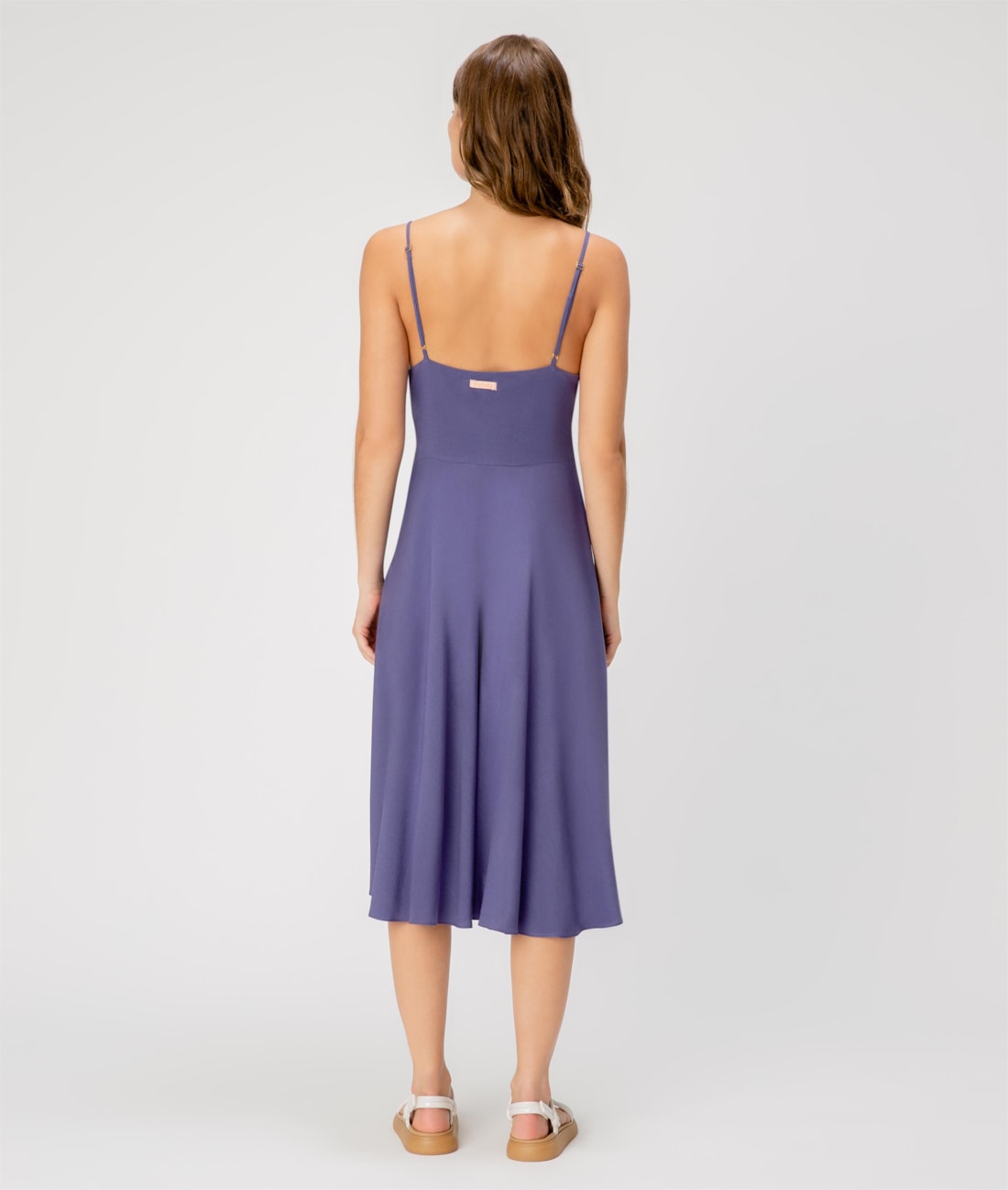 Vestido Midi Linen Blend Azul Bic