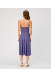 Vestido Midi Linen Blend Azul Bic