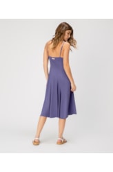 Vestido Midi Linen Blend Azul Bic