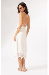 Vestido Midi Linen Guipuire Branco