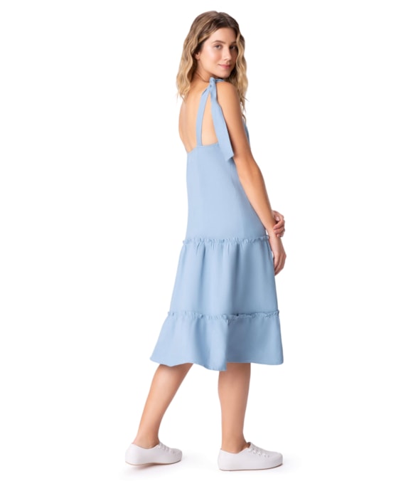 Vestido Midi Linen Soft Azul Bic