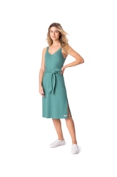 Vestido Midi Linen Verde Escuro